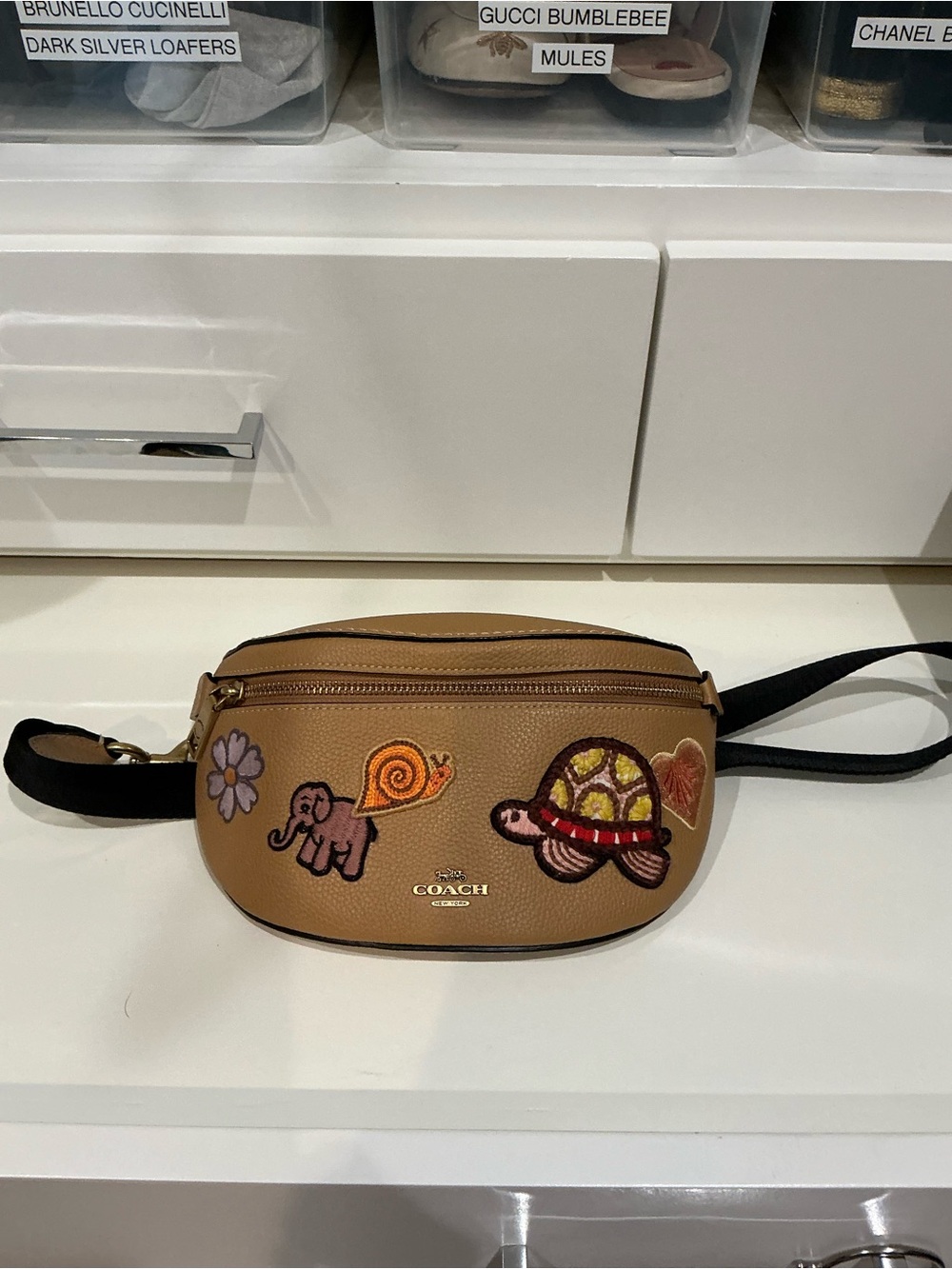 Coach Tan and Brown Leather Patch Appliqué Belt Bag - Picture 2 of 3